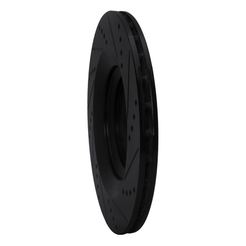 R1 07-11 Audi S6 Rear Left Drilled & Slotted Black Brake Rotor