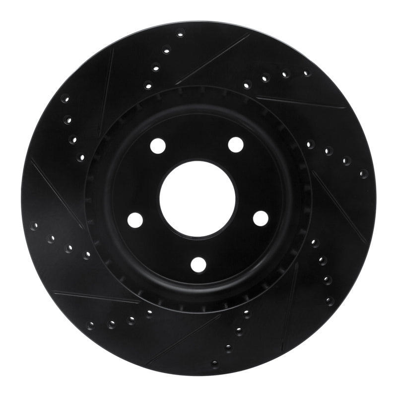 R1 12-25 Chrysler Voyager Front Right Drilled & Slotted Black Brake Rotor
