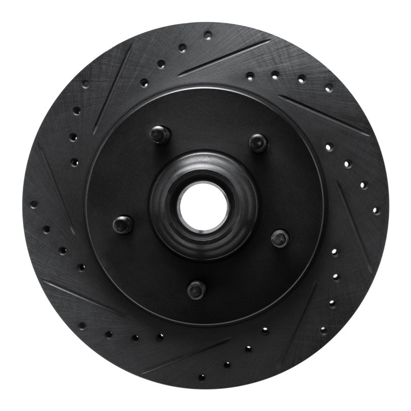 R1 99-04 Ford Expedition Front Left Drilled & Slotted Black Brake Rotor