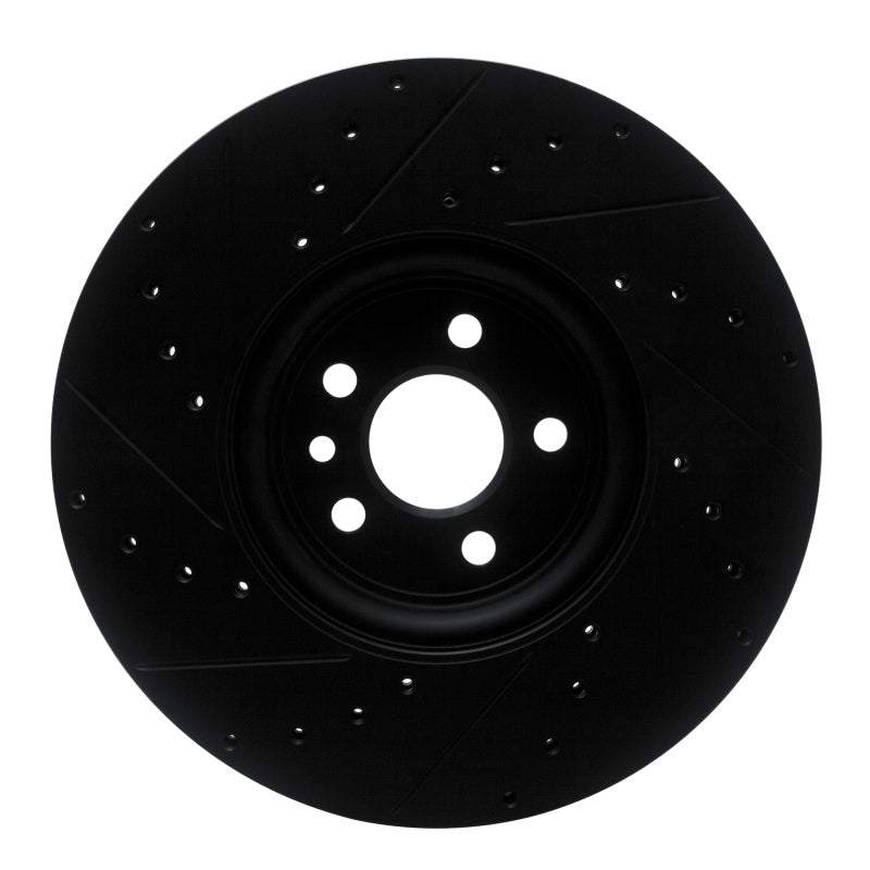 R1 2017-2020 Jaguar F-Pace Front Right Drilled & Slotted Black Brake Rotor