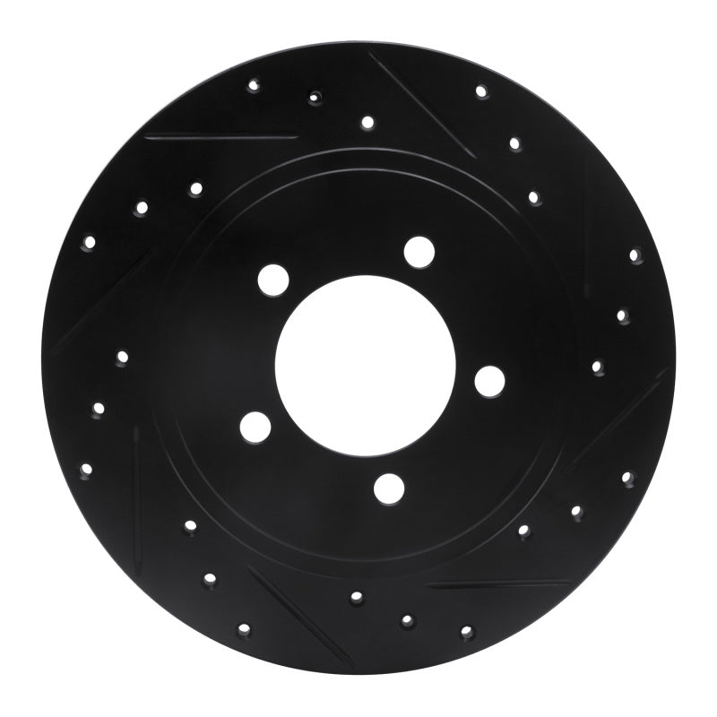 R1 02-10 Ford Explorer Rear Right Drilled & Slotted Black Brake Rotor