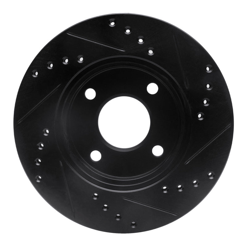 R1 00-15 Ford Focus Front Left Drilled & Slotted Black Brake Rotor