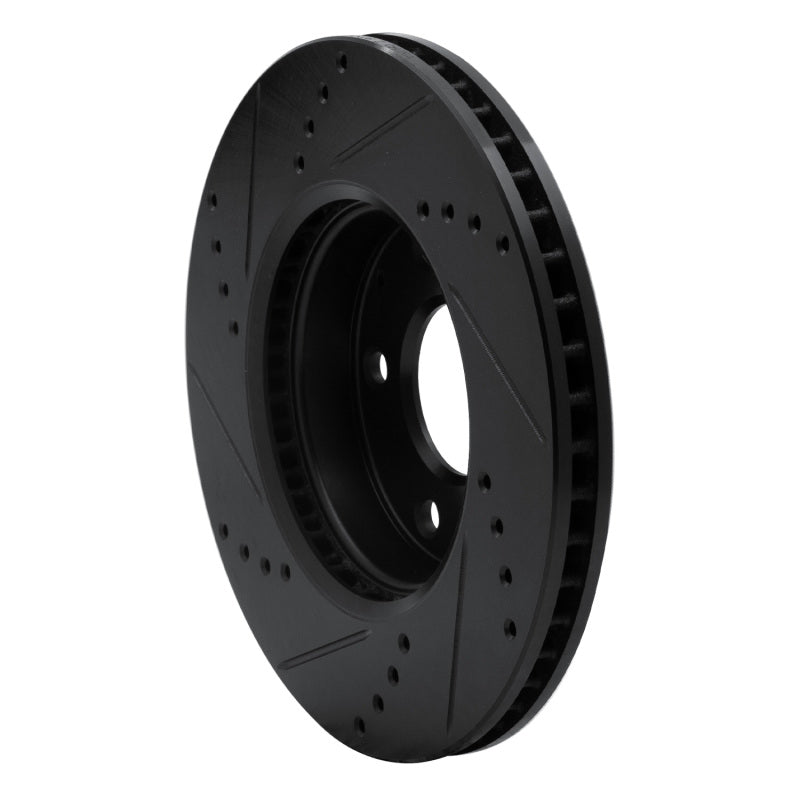 R1 14-24 Mazda CX-3 Front Right Drilled & Slotted Black Brake Rotor