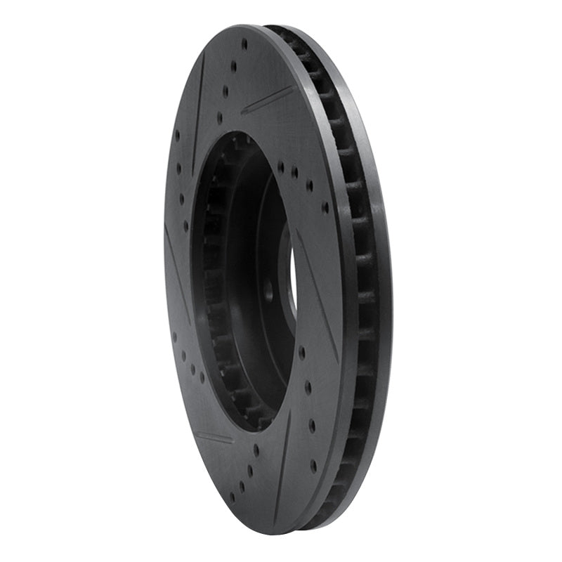 R1 01-03 Hyundai XG350 Front Right Drilled & Slotted Black Brake Rotor