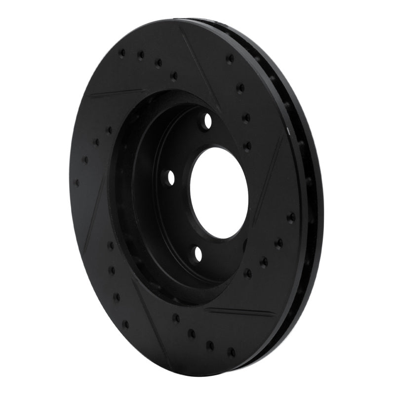 R1 92-03 Mazda 929 Front Left Drilled & Slotted Black Brake Rotor