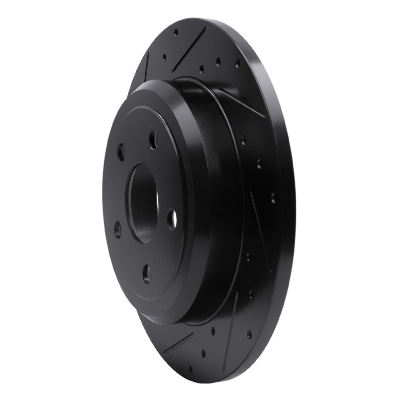 R1 11-22 Dodge Durango Rear Left Drilled & Slotted Black Brake Rotor