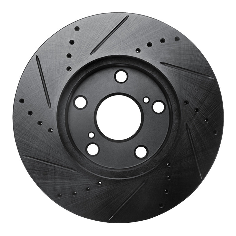 R1 92-06 Lexus ES300 Front Right Drilled & Slotted Black Brake Rotor