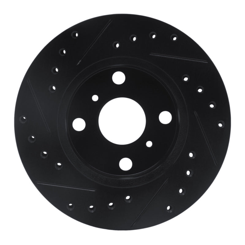 R1 88-92 Geo Prizm Front Right Drilled & Slotted Black Brake Rotor