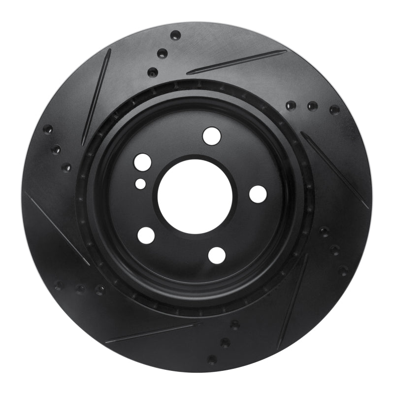 R1 14-19 Mercedes-Benz CLA250 Rear Right Drilled & Slotted Black Brake Rotor