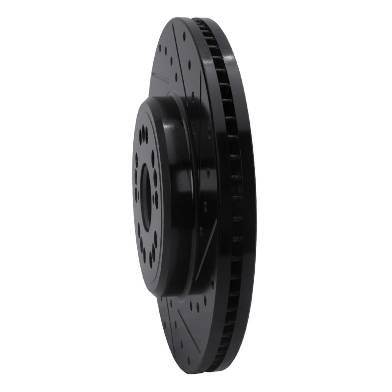 R1 95-00 Lexus LS400 Front Right Drilled & Slotted Black Brake Rotor