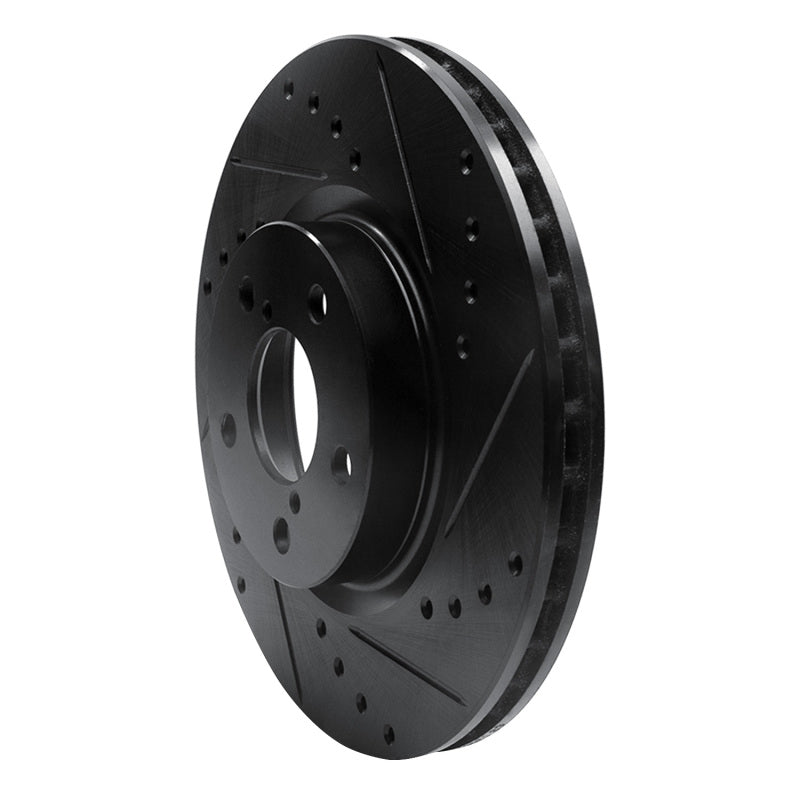 R1 17-23 Subaru Impreza Front Right Drilled & Slotted Black Brake Rotor