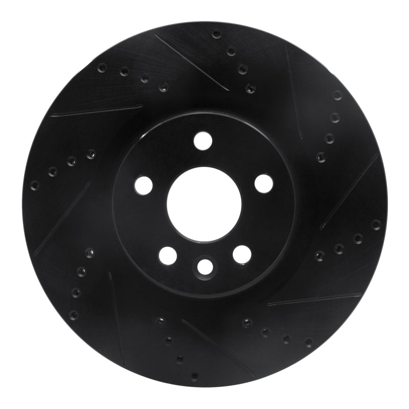 R1 15-19 Jaguar E-Pace Front Right Drilled & Slotted Black Brake Rotor