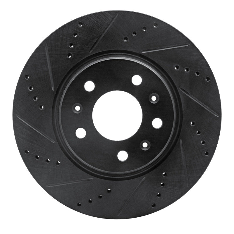 R1 03-08 Cadillac STS Front Left Drilled & Slotted Black Brake Rotor