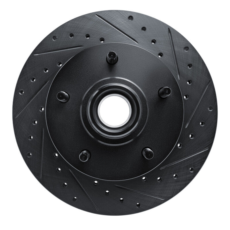 R1 94-01 Ford E-150 Econoline Front Right Drilled & Slotted Black Brake Rotor