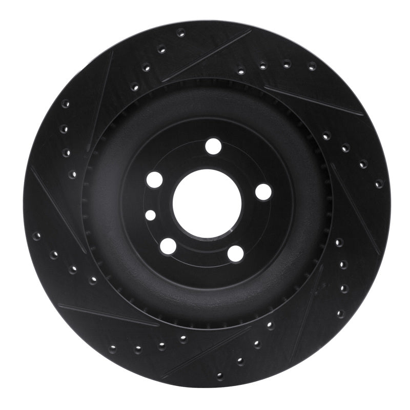 R1 13-19 Ford Flex Front Right Drilled & Slotted Black Brake Rotor