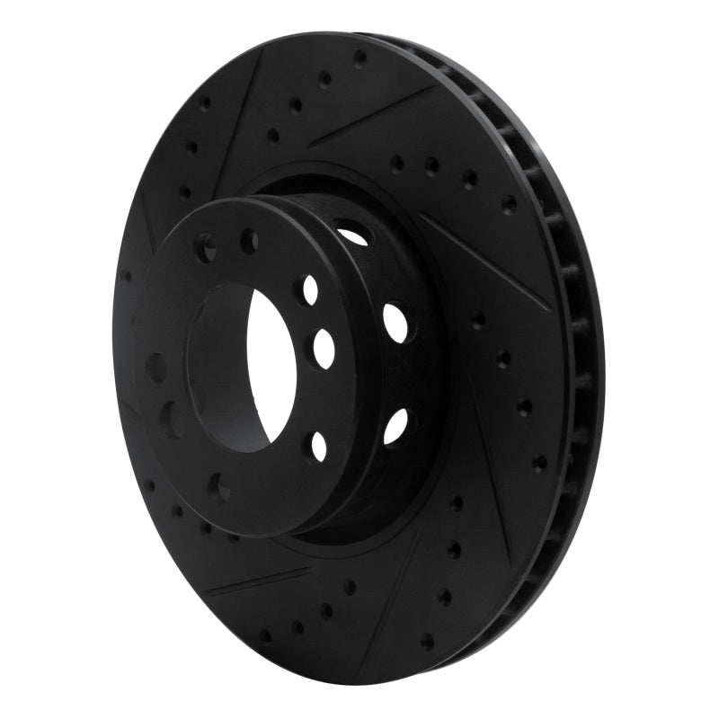 R1 91-93 BMW M5 Front Left Drilled & Slotted Black Brake Rotor
