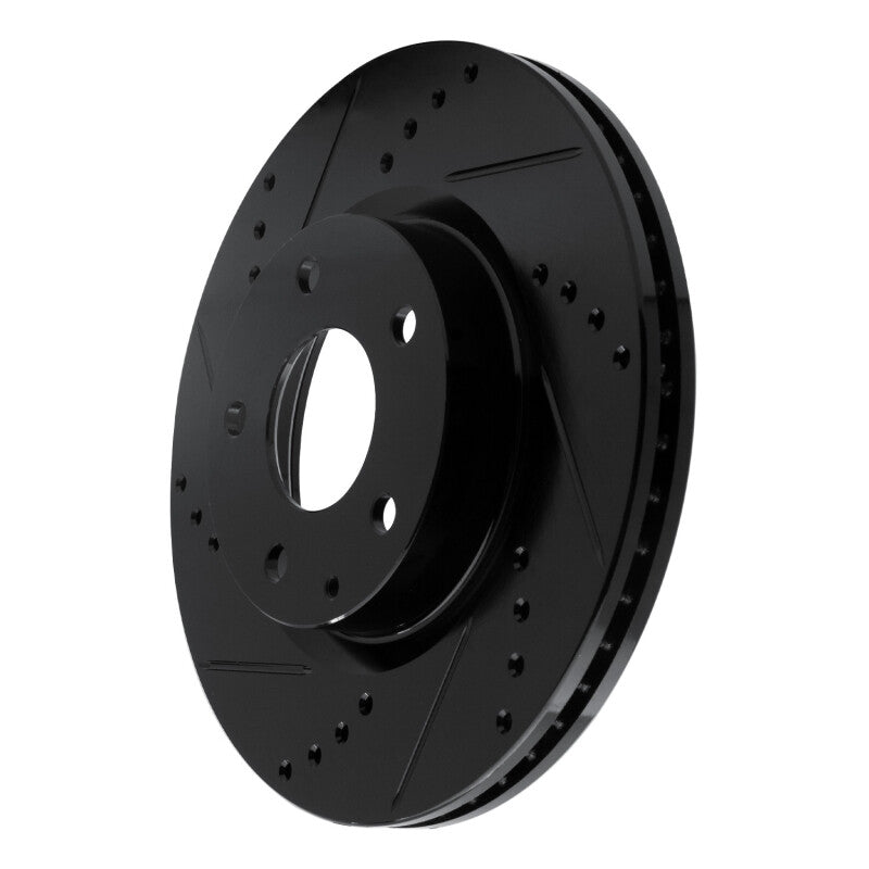 R1 14-24 Mazda 3 Front Left Drilled & Slotted Black Brake Rotor