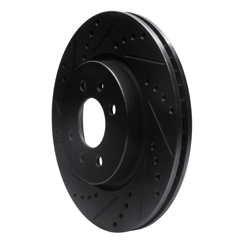 R1 12-23 Hyundai Accent Front Left Drilled & Slotted Black Brake Rotor