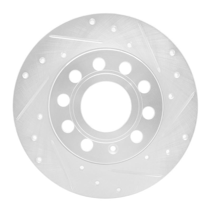 R1 05-13 Audi A3 Rear Right Drilled & Slotted Silver Brake Rotor