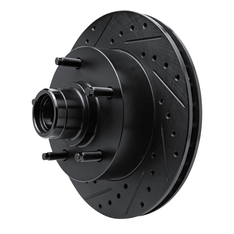 R1 94-01 Ford F-150 RWD Front Left Drilled & Slotted Black Brake Rotor