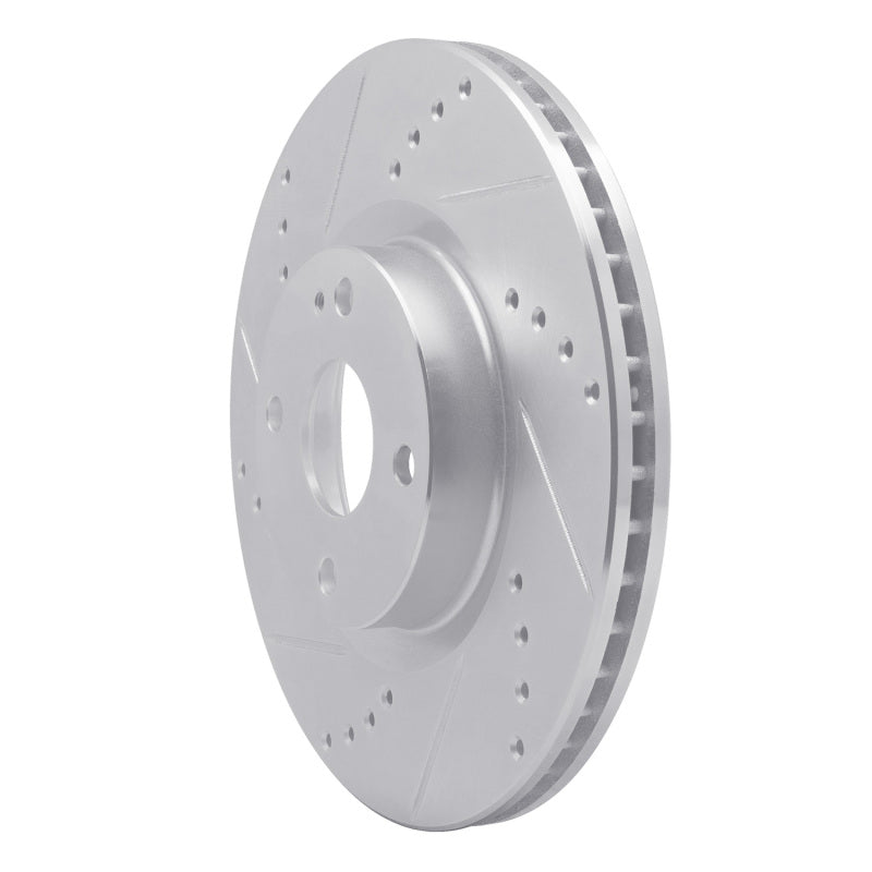 R1 2016-2025 Fiat 124 Spider Front Left Drilled & Slotted Silver Brake Rotor
