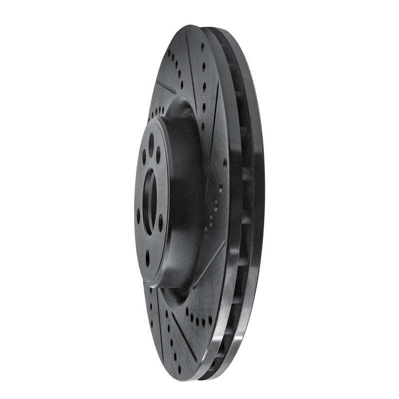 R1 2007-2016 Volvo S60 Front Right Drilled & Slotted Black Brake Rotor
