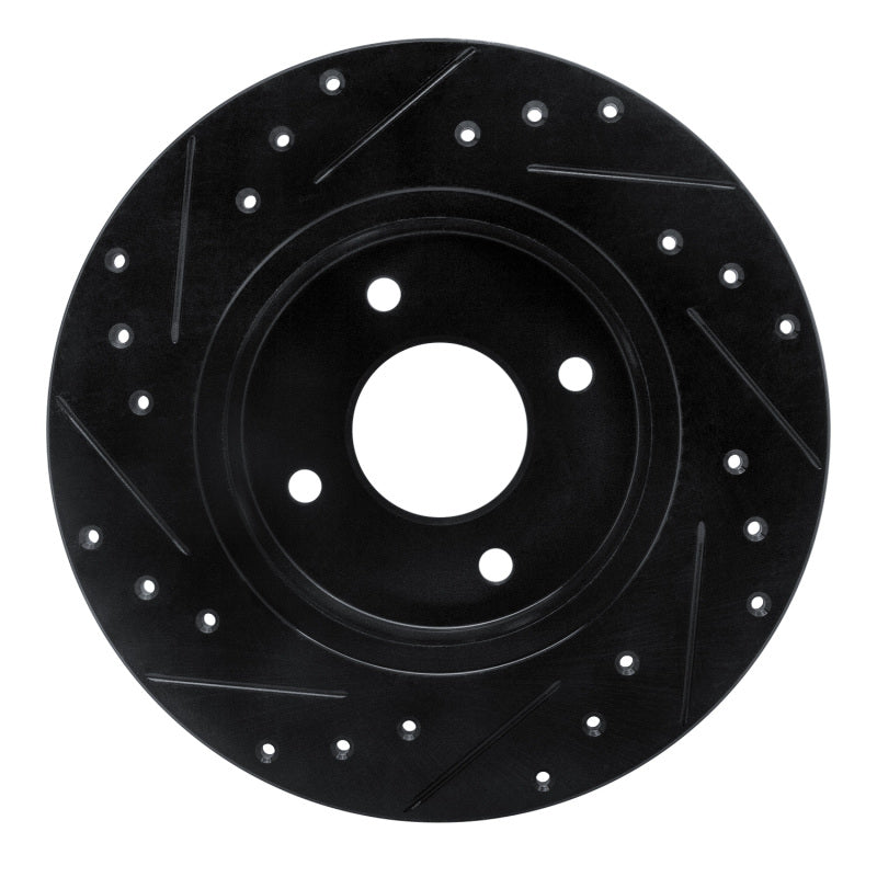 R1 84-85 Nissan 300ZX Rear Right Drilled & Slotted Black Brake Rotor