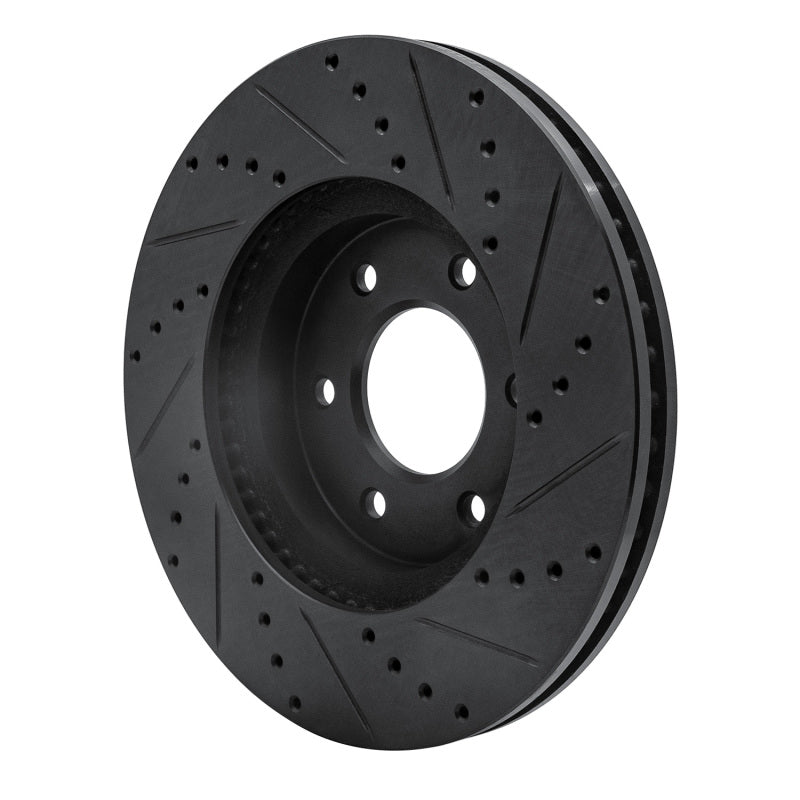 R1 06-09 Chevrolet Trailblazer Front Left Drilled & Slotted Black Brake Rotor