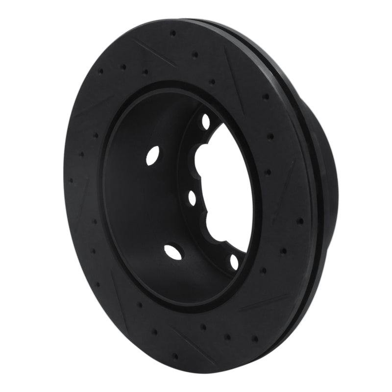 R1 02-06 Dodge Sprinter 3500 Rear Left Drilled & Slotted Black Brake Rotor