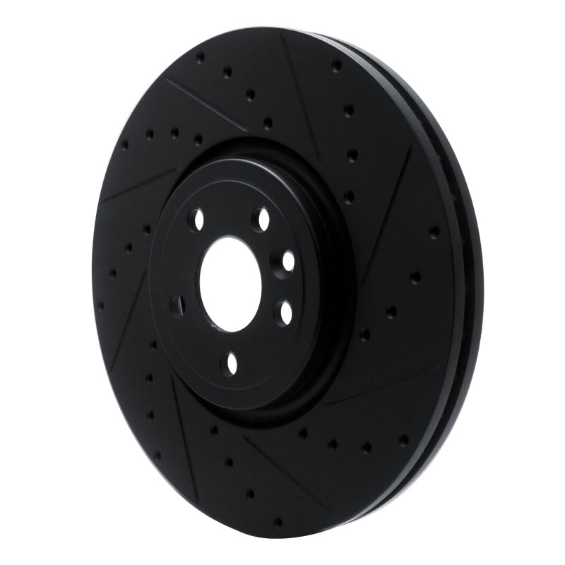 R1 2017-2020 Jaguar F-Pace Front Right Drilled & Slotted Black Brake Rotor