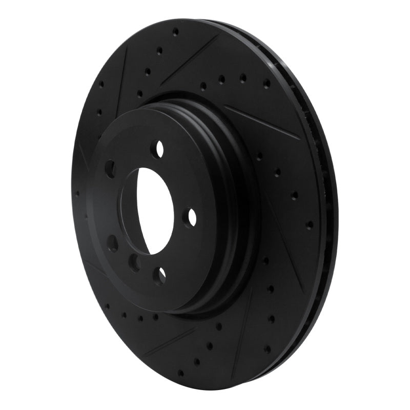 R1 02-05 BMW 760LI Rear Left Drilled & Slotted Black Brake Rotor