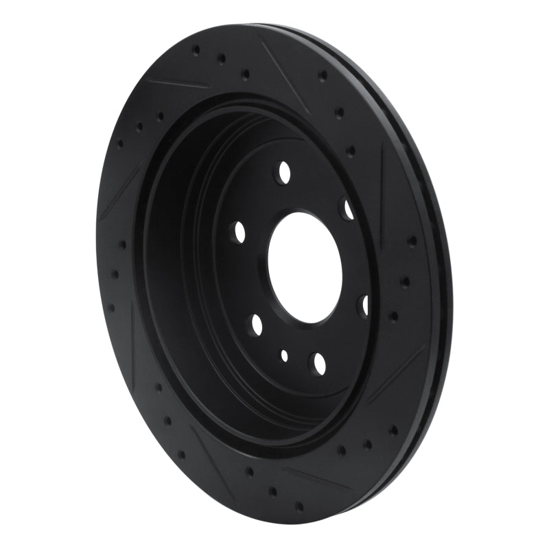 R1 07-17 Buick Enclave Rear Left Drilled & Slotted Black Brake Rotor