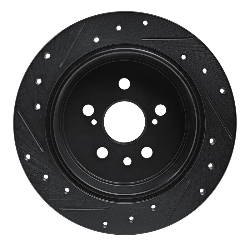 R1 86-93 Lexus ES250 Rear Right Drilled & Slotted Black Brake Rotor