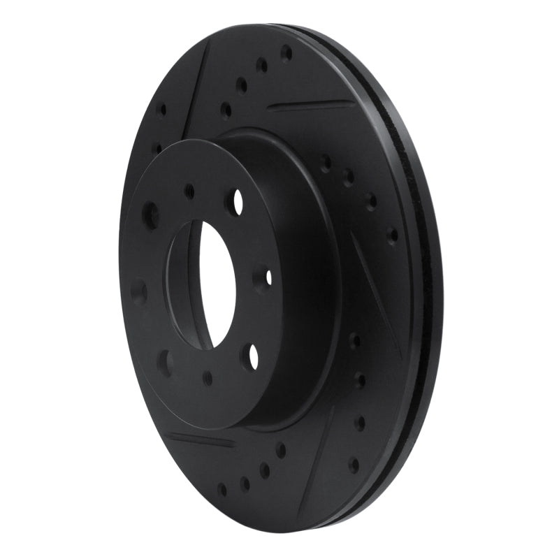 R1 84-90 Honda Accord Hatchback Front Left Drilled & Slotted Black Brake Rotor