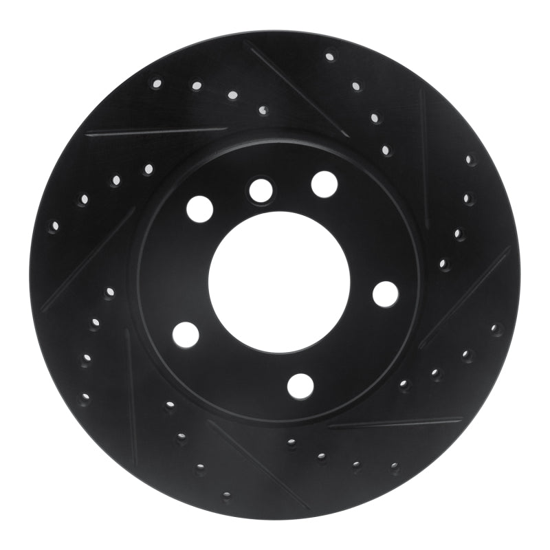 R1 91-06 BMW 328I Front Right Drilled & Slotted Black Brake Rotor