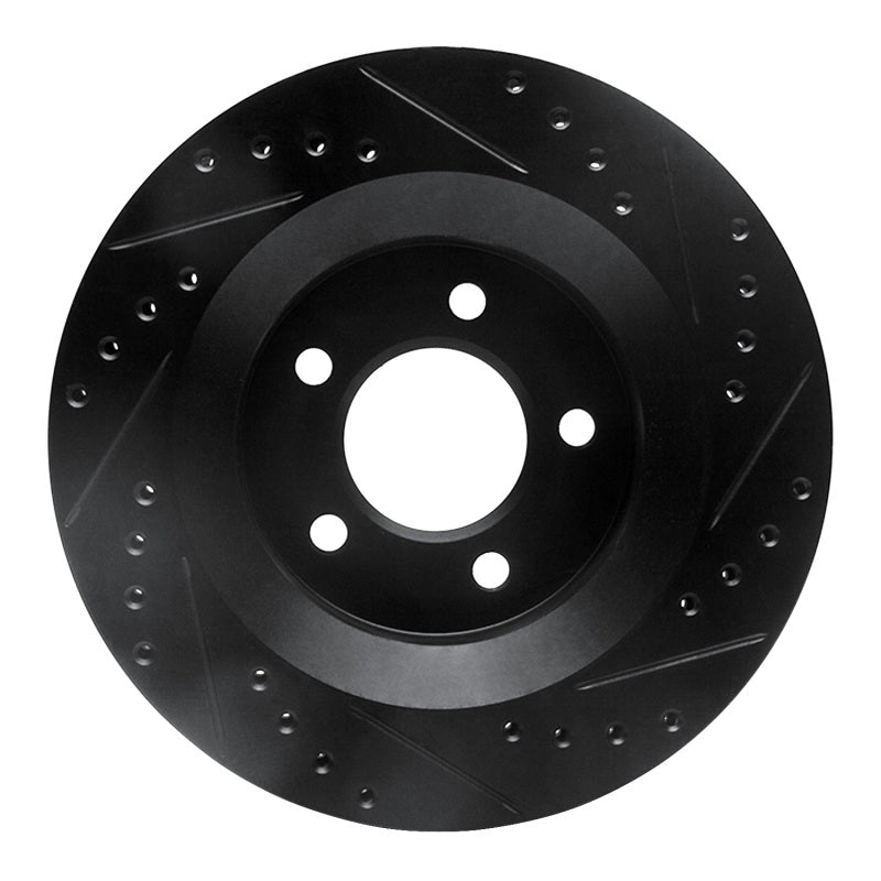 R1 99-04 Chrysler 300M Front Left Drilled & Slotted Black Brake Rotor