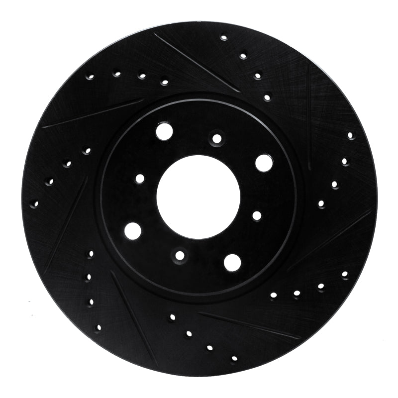 R1 92-96 Honda Prelude Front Right Drilled & Slotted Black Brake Rotor