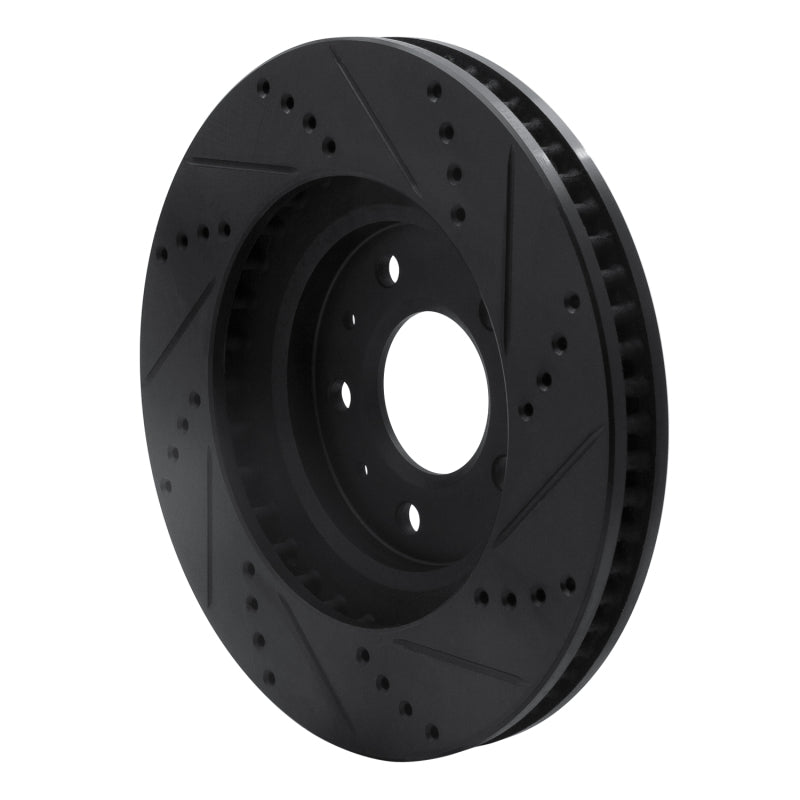 R1 03-07 Cadillac CTS Front Left Drilled & Slotted Black Brake Rotor