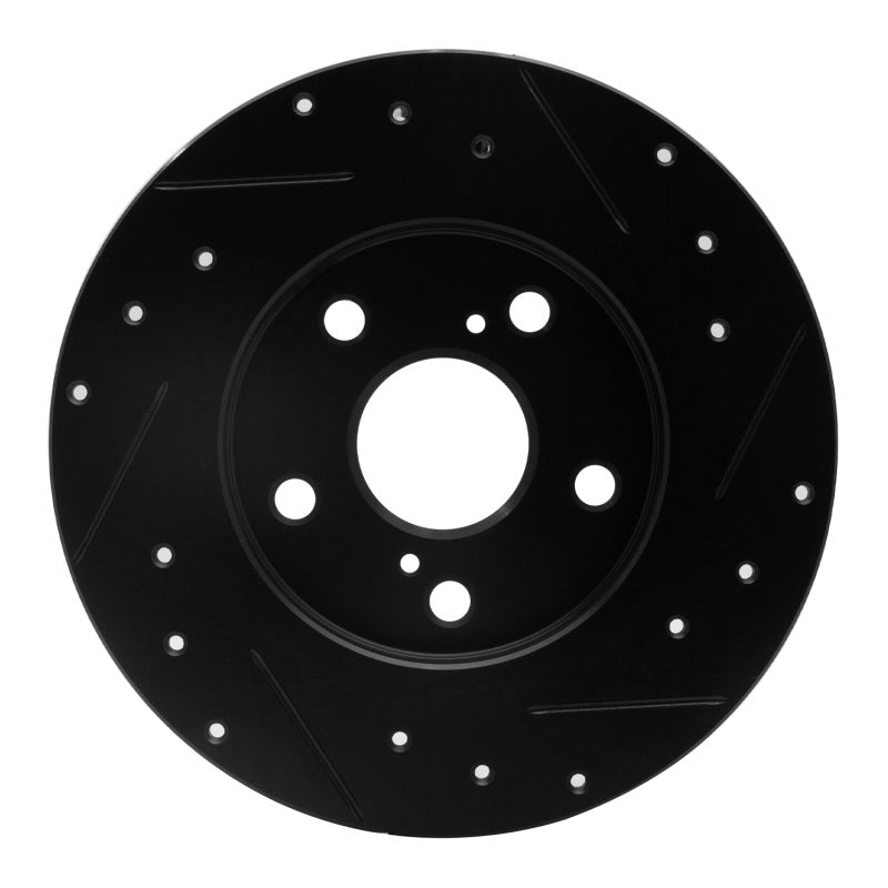 R1 08-18 Pontiac Vibe Rear Left Drilled & Slotted Black Brake Rotor