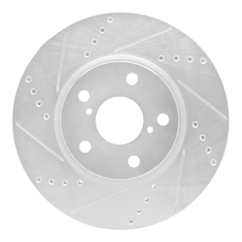 R1 06-15 Lexus IS250 Right Front Drilled & Slotted Silver Brake Rotor