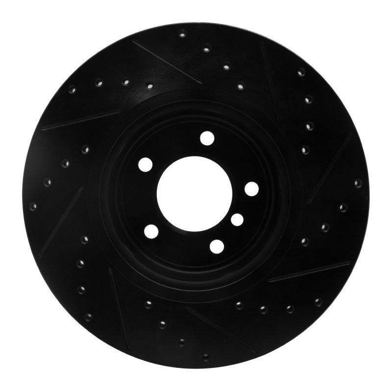 R1 06-13 BMW 135I Front Left Drilled & Slotted Black Brake Rotor