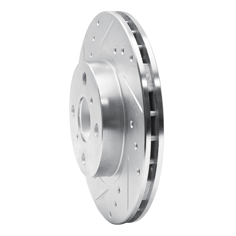 R1 87-92 Geo Prizm Front Left Drilled & Slotted Silver Brake Rotor