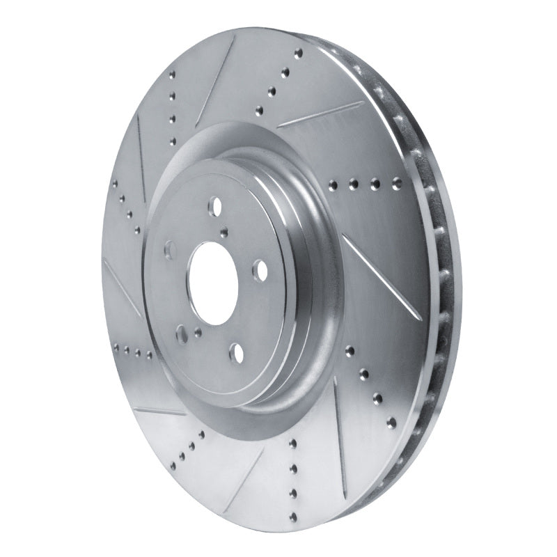R1 15-22 Lexus RC F Left Front Drilled & Slotted Silver Brake Rotor