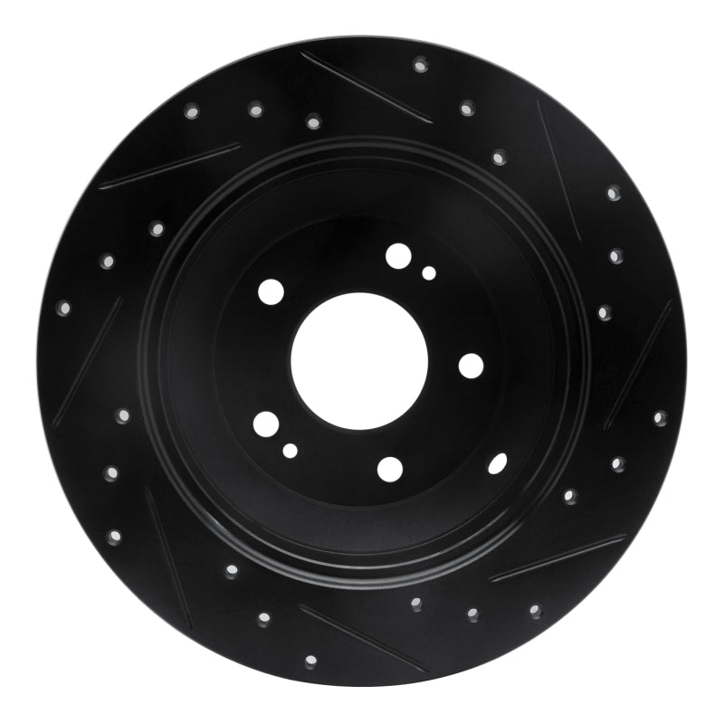 R1 10-21 Hyundai Santa Fe Rear Left Drilled & Slotted Black Brake Rotor