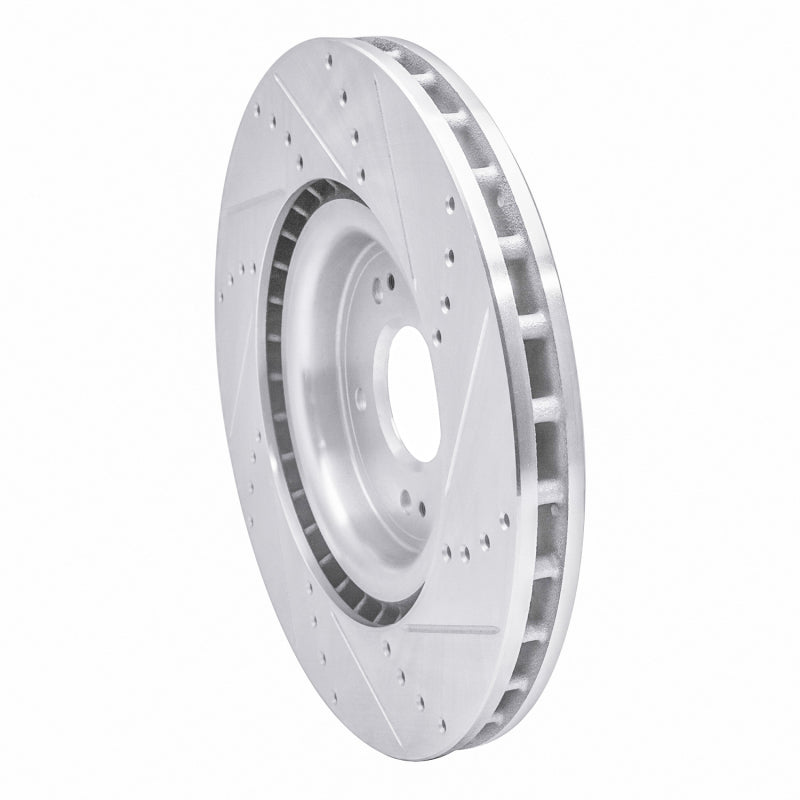 R1 08-15 Mitsubishi Lancer Front Left Drilled & Slotted Silver Brake Rotor