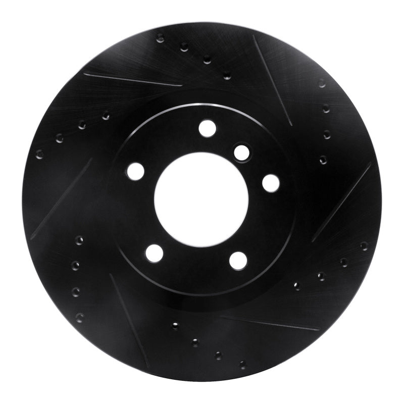 R1 95-99 BMW M3 E36 Left Front Drilled & Slotted Black Brake Rotor