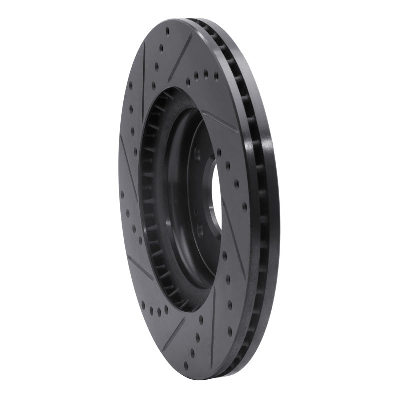 R1 15-25 Hyundai Kona Front Right Drilled & Slotted Black Brake Rotor