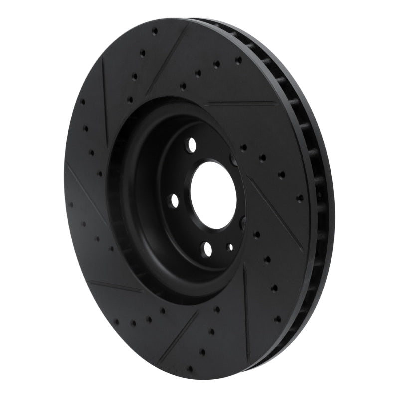 R1 2018-2025 Audi S5 Front Right Drilled & Slotted Black Brake Rotor
