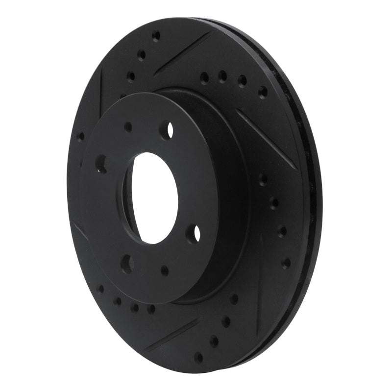 R1 86-17 Nissan NX Front Left Drilled & Slotted Black Brake Rotor