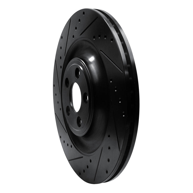 R1 10-24 Jaguar XFR Rear Left Drilled & Slotted Black Brake Rotor